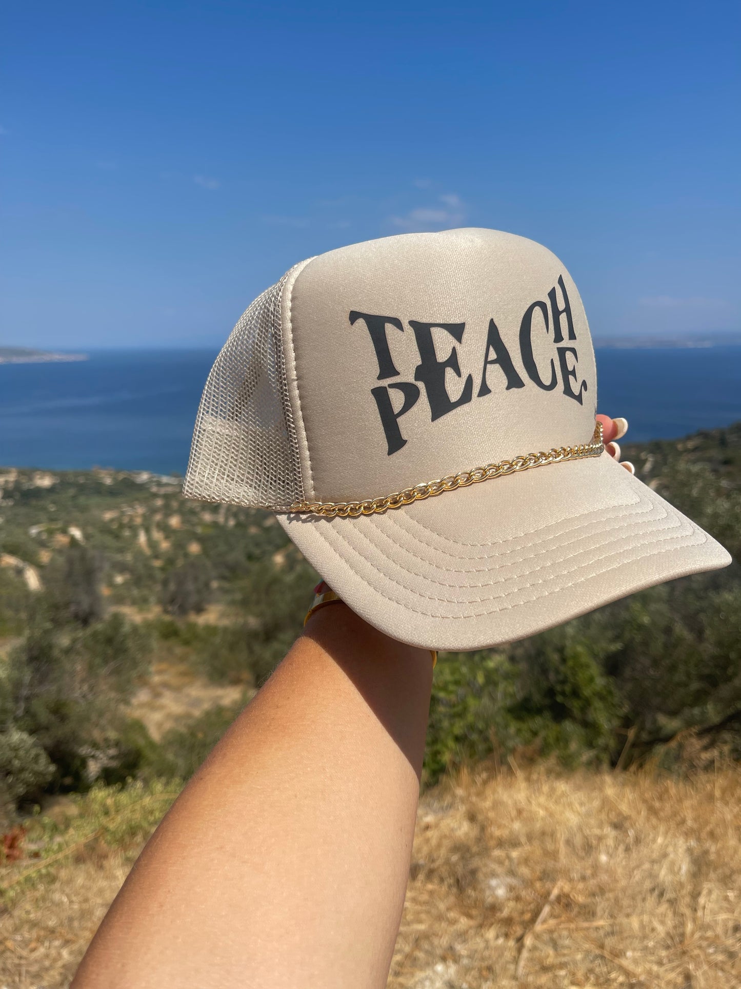 Teach Peace Khaki Trucker